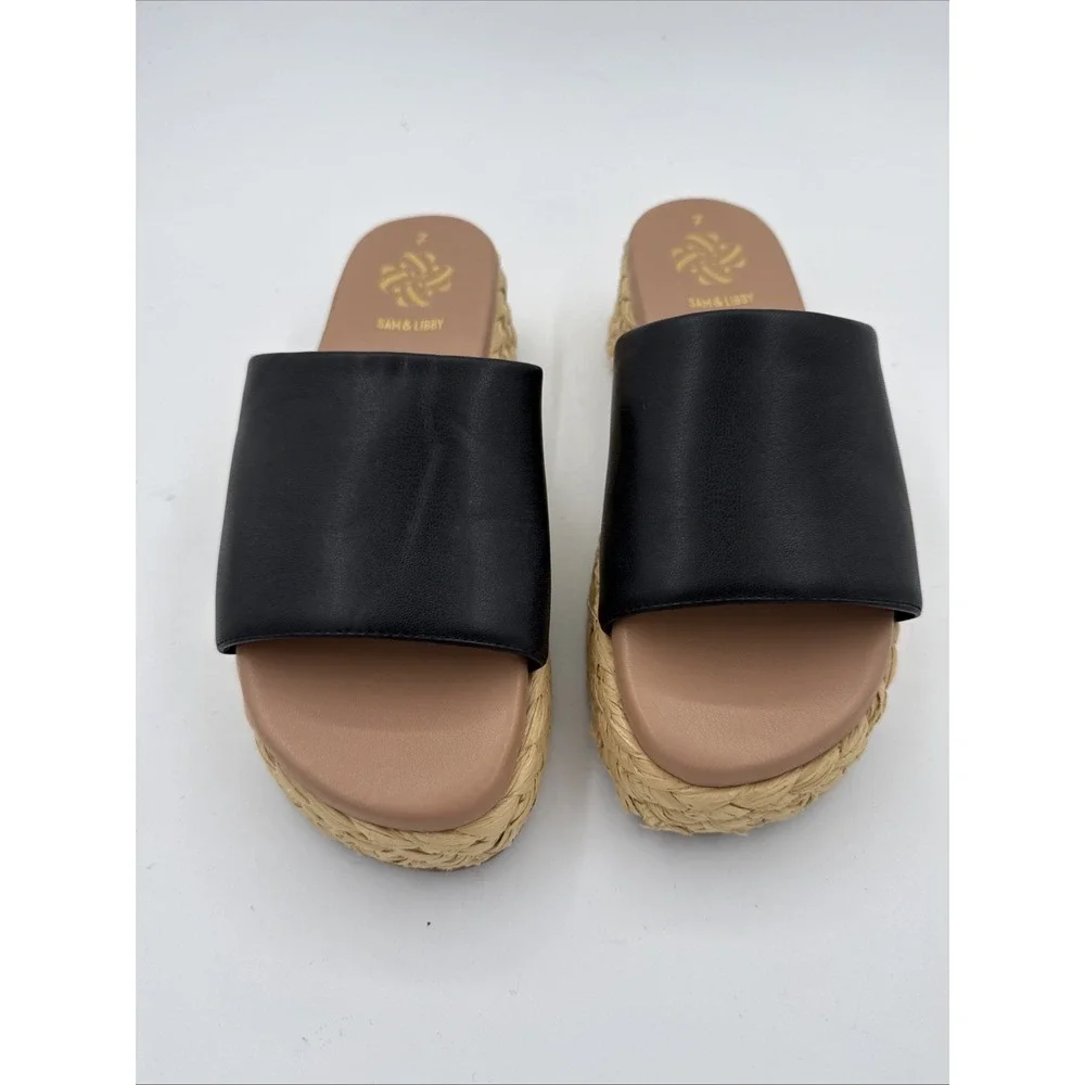 Sam & Libby Black Platform Espadrille Size 7